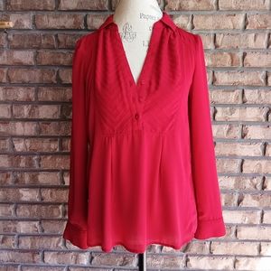Anthropologie Maeve Red Long Sleeve Blouse.